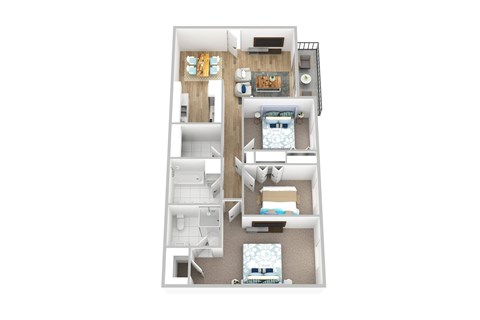 Floor plan for 3 beds, 1.5 baths, 1200 sqft